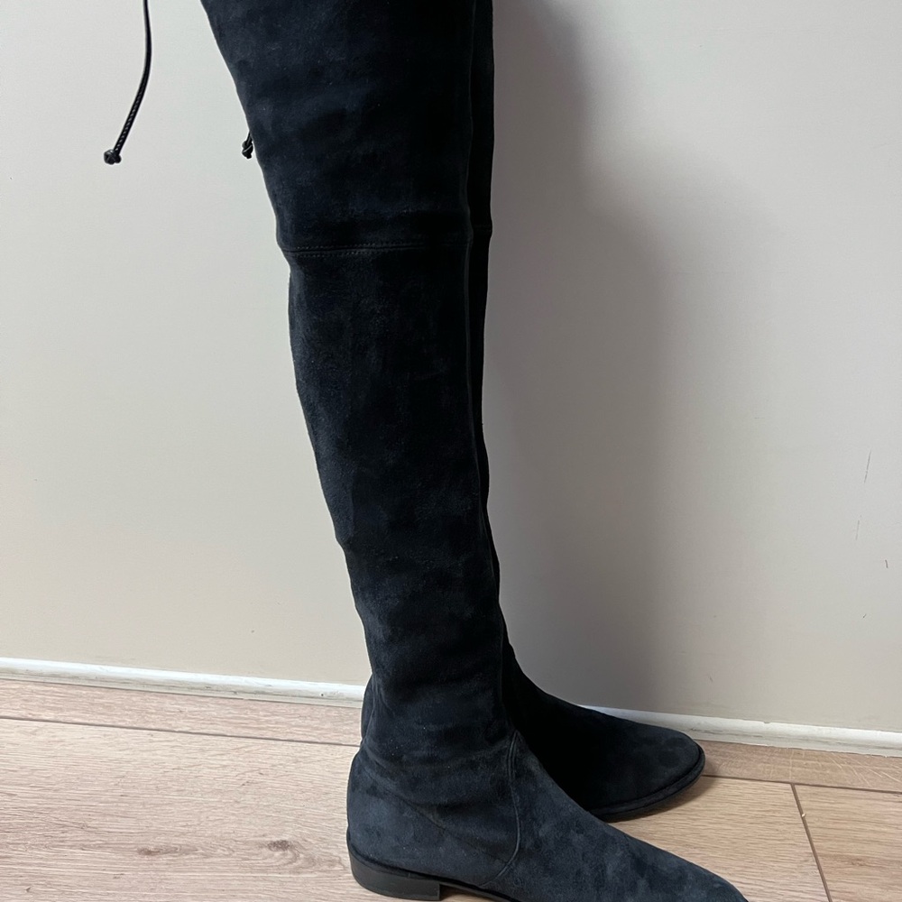 Stuart Weitzman Black Suede Over-the-Knee Boots